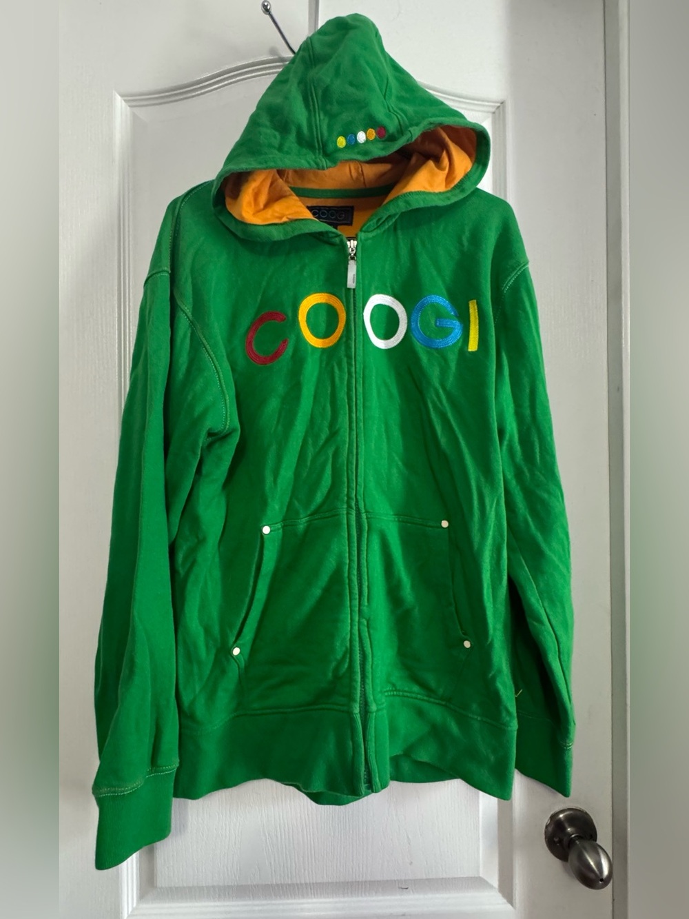 Coogi Mens Green Hooded Zip Jacket with Contrast Lining- L
